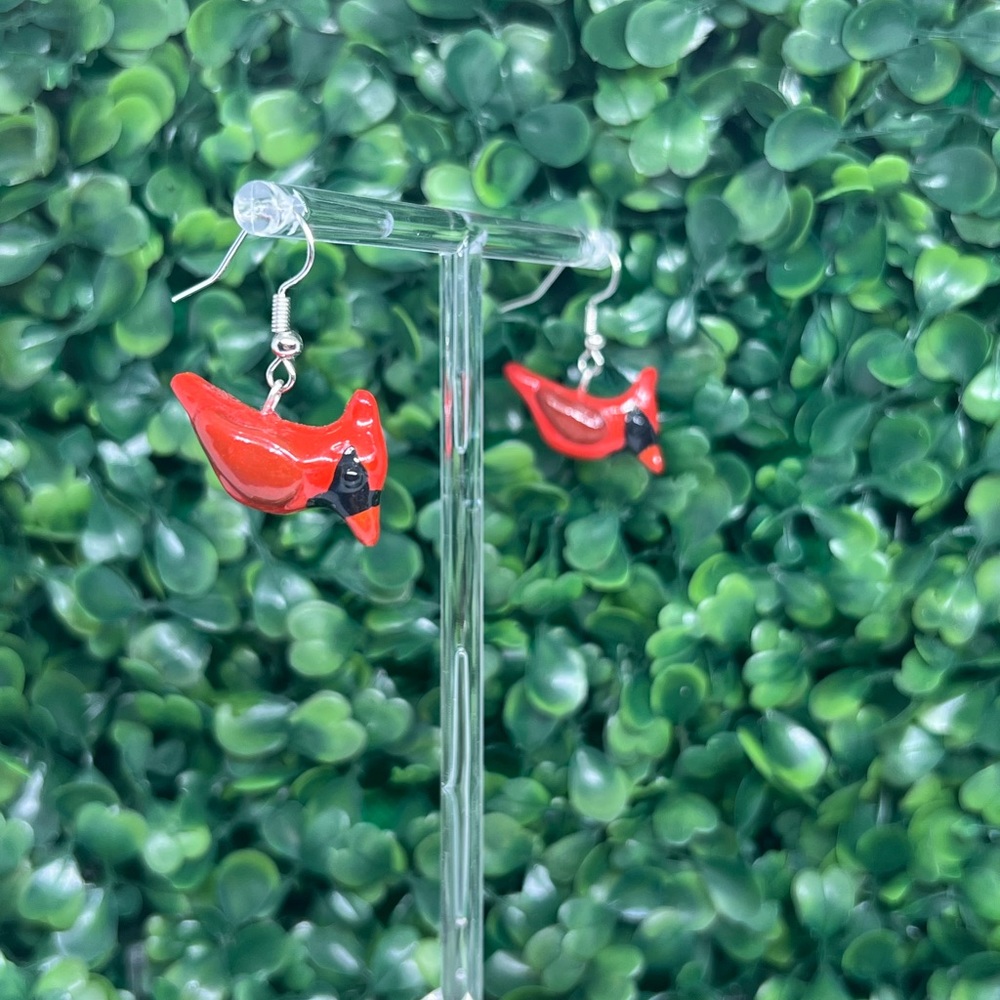 Cardinal bird earrings